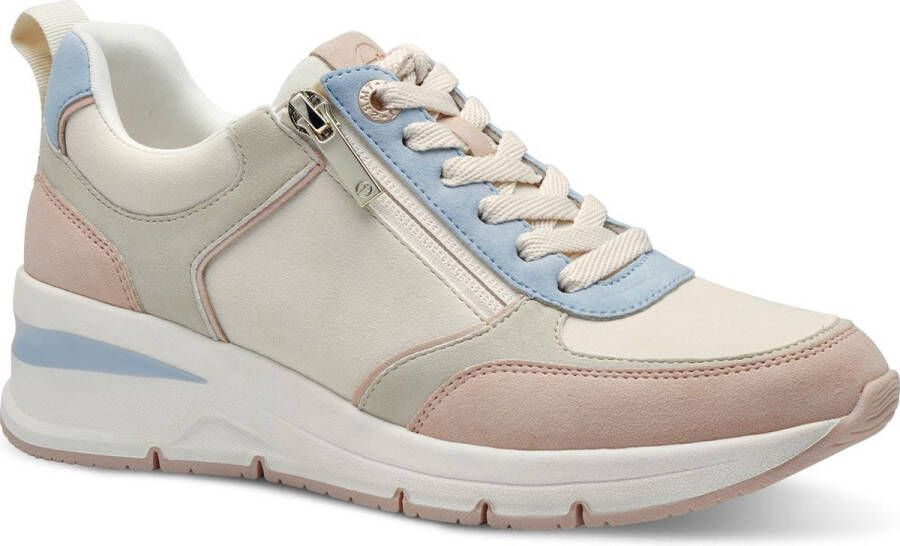 Tamaris Sneakers met sleehak vrijetijdsschoen lage schoen veterschoen met buitenrits