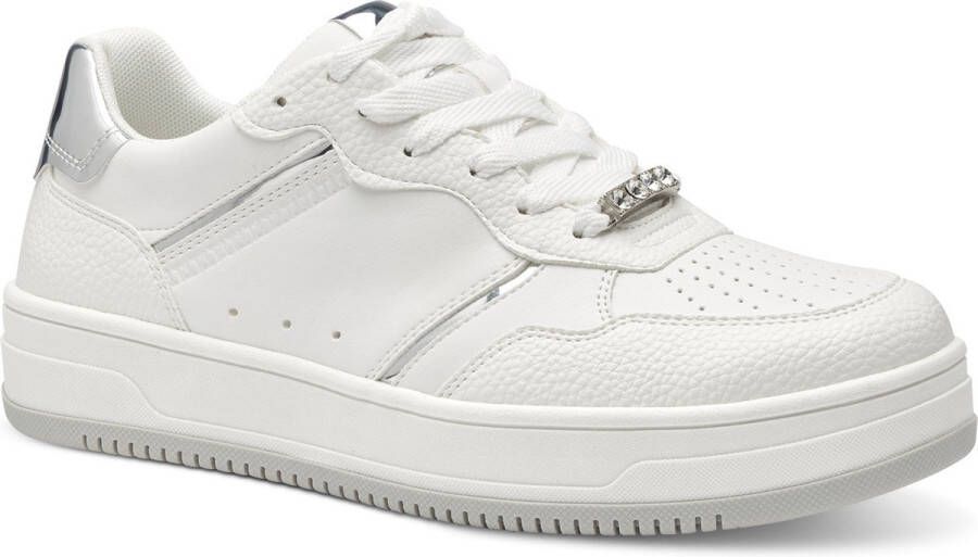 Tamaris Witte Zilveren Sneakers voor Vrouwen White Dames
