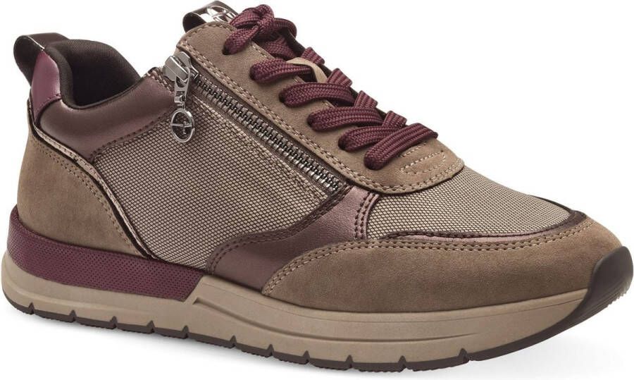 Tamaris Sneakers met sleehak vrijetijdsschoen lage schoen veterschoen met trendy metallic-details
