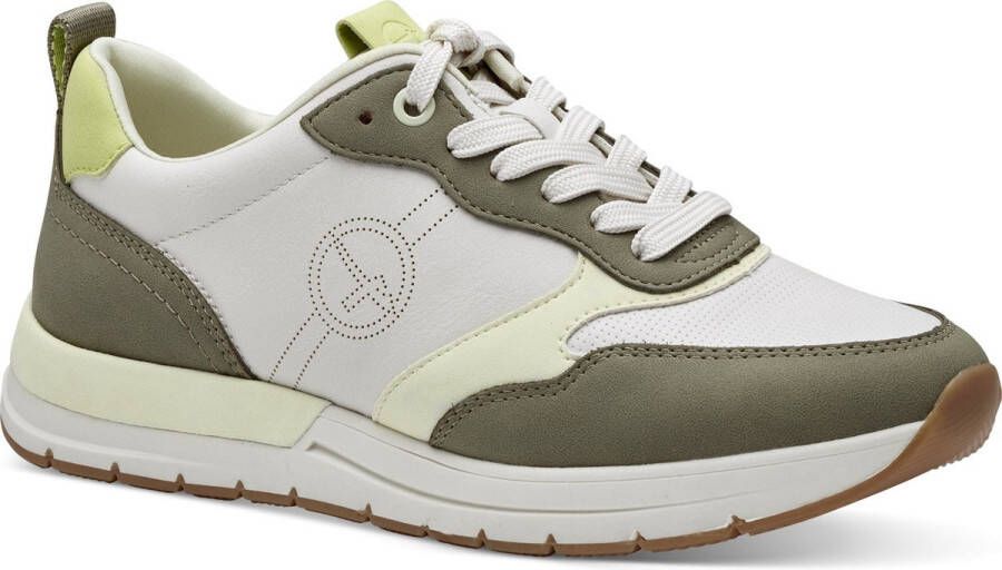 Tamaris vegan dames sneakers groen beige Uitneembare zool