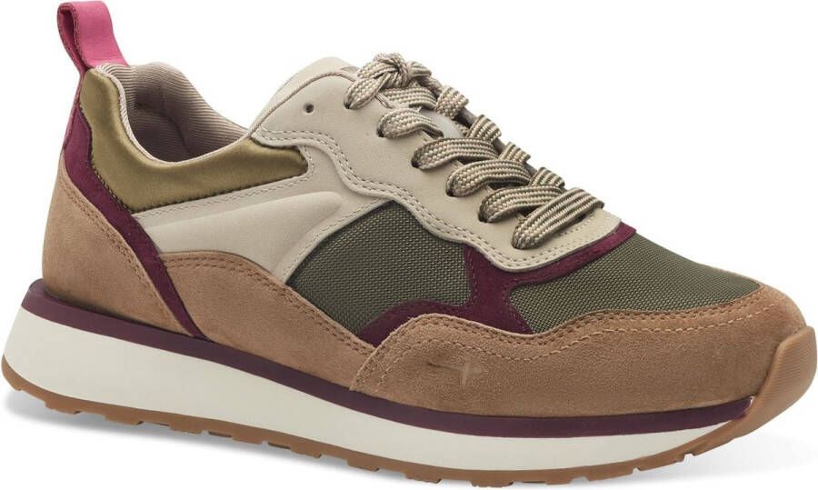 Tamaris Sneakers met sleehak vrijetijdsschoen lage schoen veterschoen met contrastafwerkingen