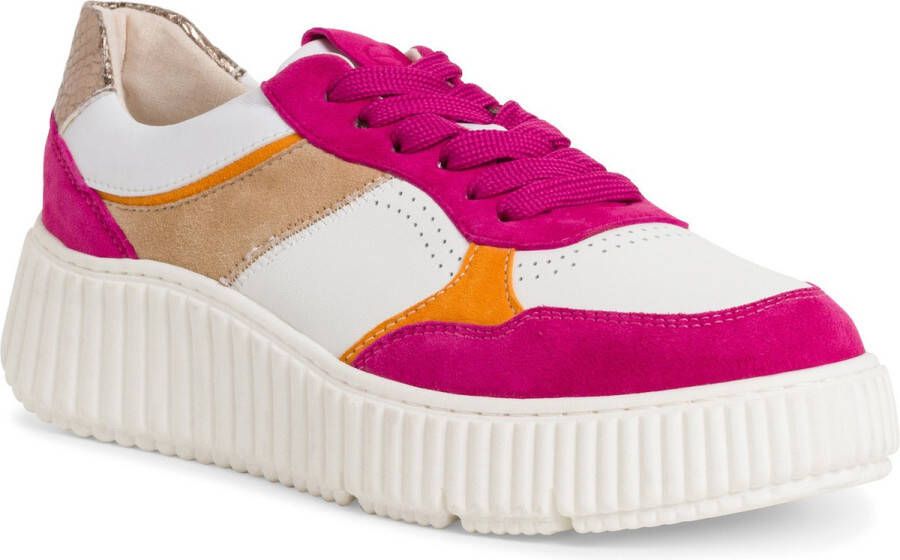 Tamaris Gestreepte Platform Sneakers in Roze Oranje Multicolor Dames