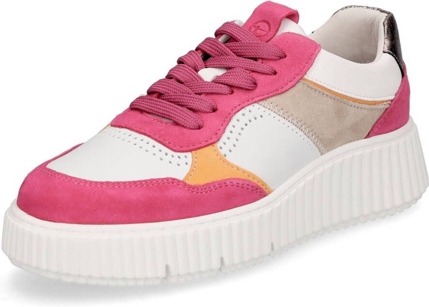 Tamaris Gestreepte Platform Sneakers in Roze Oranje Multicolor Dames