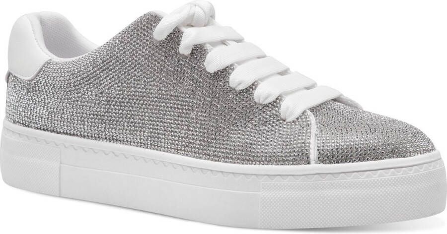 Tamaris Plateausneakers vrijetijdsschoen lage schoen veterschoen in zilver-glitterlook