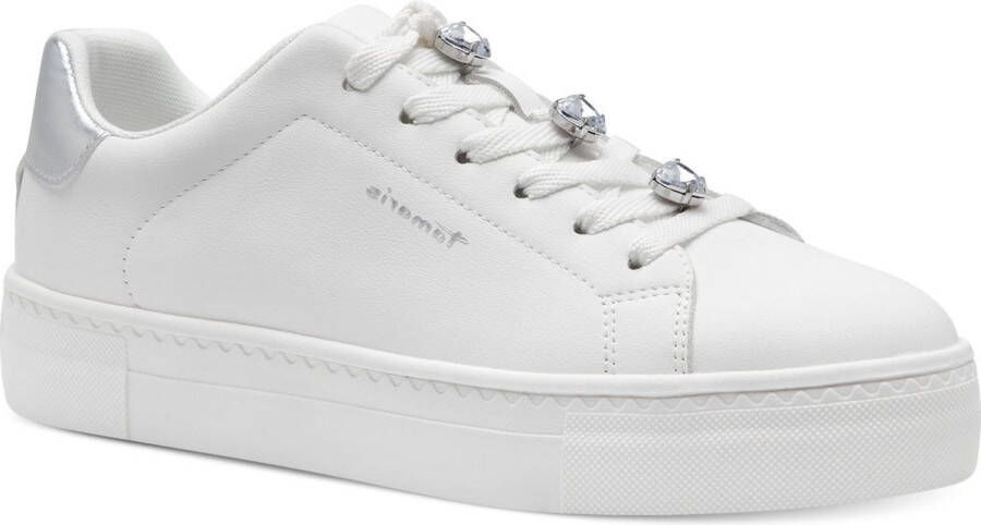 Tamaris Plateausneakers vrijetijdsschoen lage schoen veterschoen versierd met sierstenen