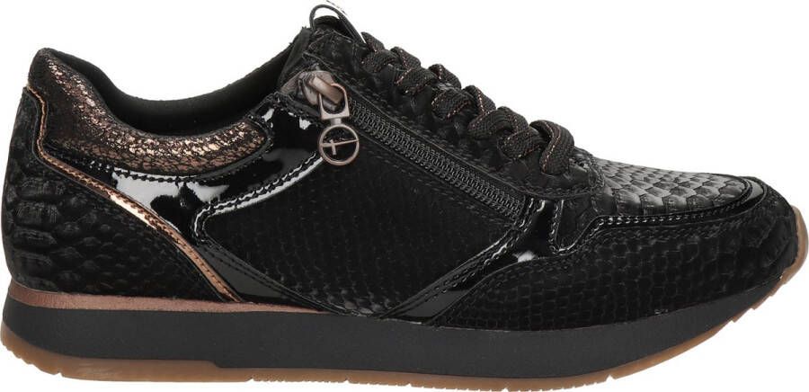 Tamaris Sportieve Zwarte Sneakers met Textiel en Synthetisch Bovenwerk Black Dames