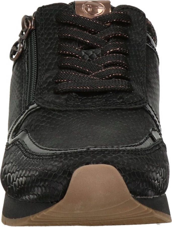 Tamaris Sportieve Zwarte Sneakers met Textiel en Synthetisch Bovenwerk Black Dames