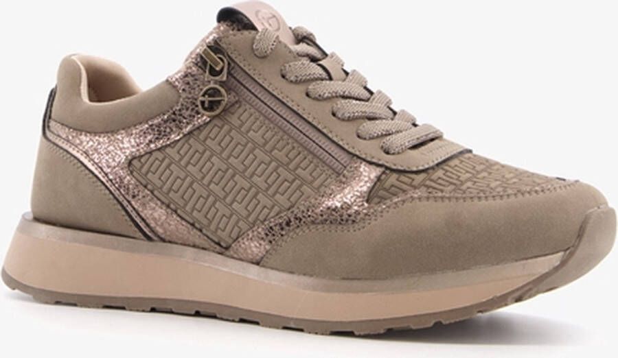 Tamaris dames sneakers met glimmende details Grijs Uitneembare zool