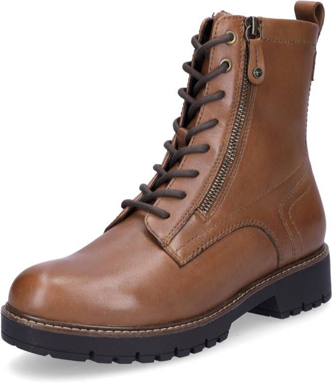 Tamaris Veterschoenen blokhak veterschoen combat-boots met contrast-raamnaad