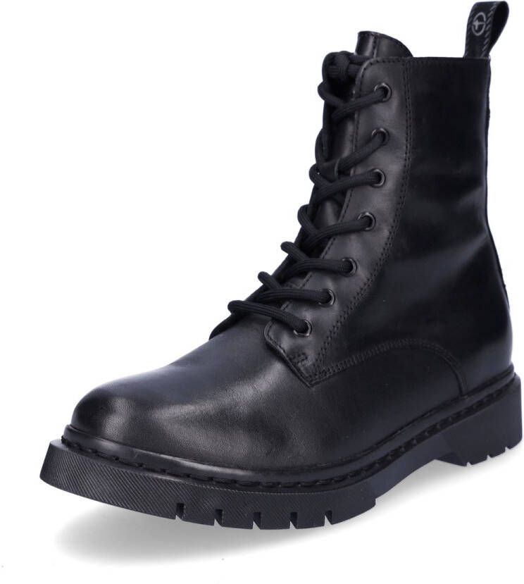 Tamaris Winterlaarzen blokhak veterschoenen winter enkellaars t-logo op de tong