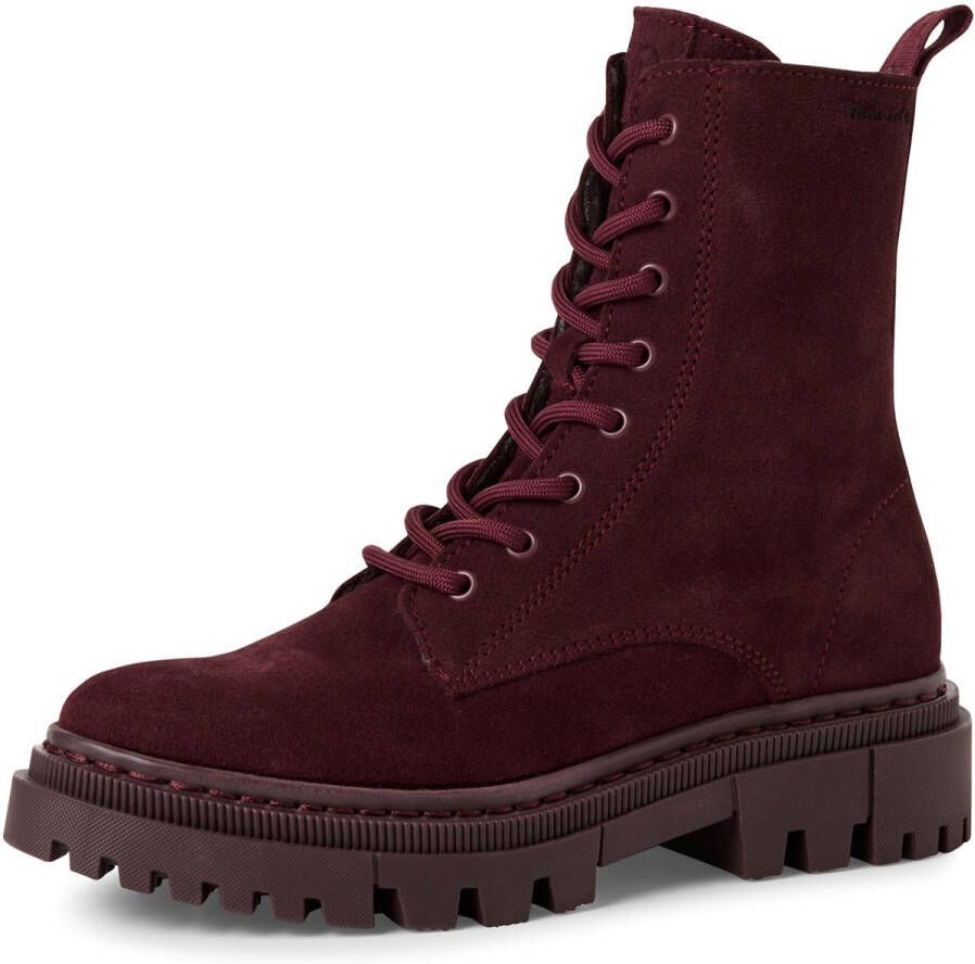 Tamaris dameslaarzen leren enkellaarsjes Merlot M25276