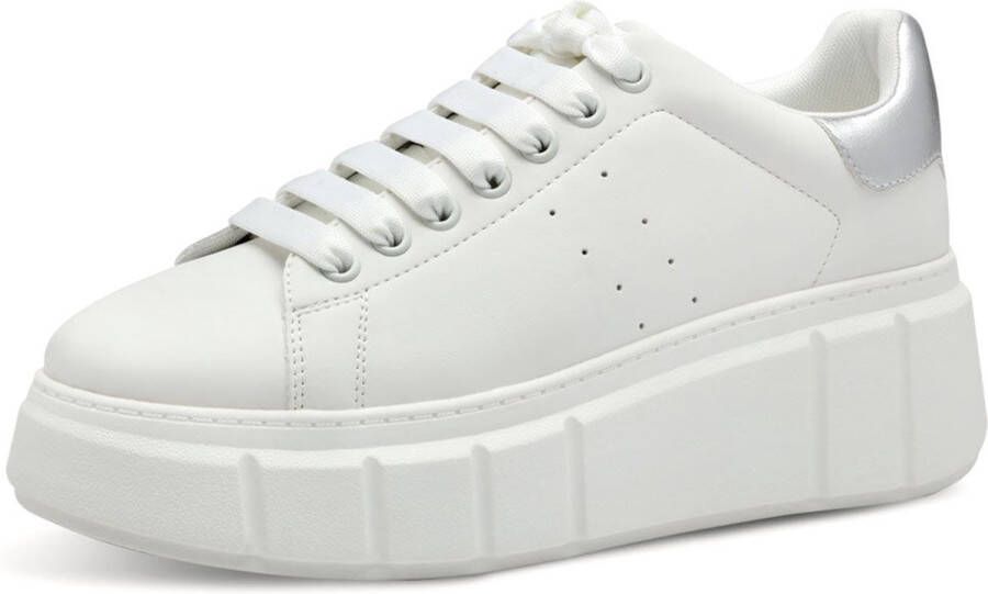 Tamaris Sneakers met sleehak veterschoenen lage schoen vrijetijdsschoenen met gaatjespatroon