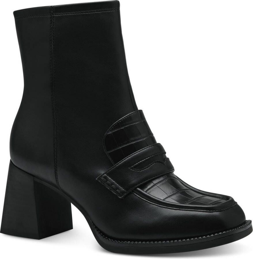 Tamaris Trendy vegan enkellaars met opvallende hak Black Dames