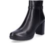 Tamaris Stijlvolle leren enkellaars met 8 cm hak Zwart Dames - Thumbnail 1
