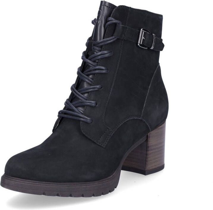 Tamaris Zwarte leren veterschoen met gouden details Zwart Dames