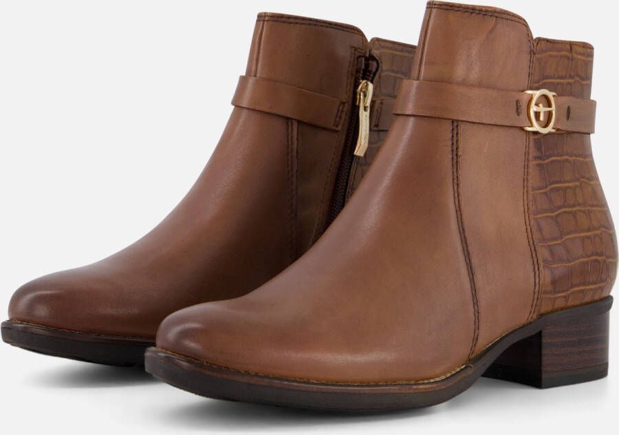Tamaris Enkellaarsjes cognac Leer Dames