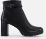 Tamaris Stijlvolle leren enkellaars met 8 cm hak Zwart Dames - Thumbnail 1