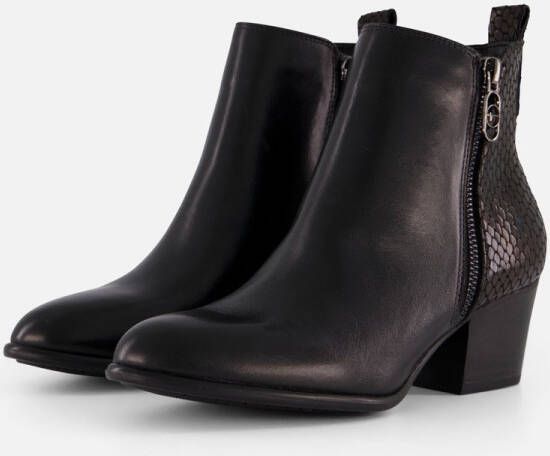 Tamaris Elegante Zwarte Dierenprint Enkellaars Black Dames