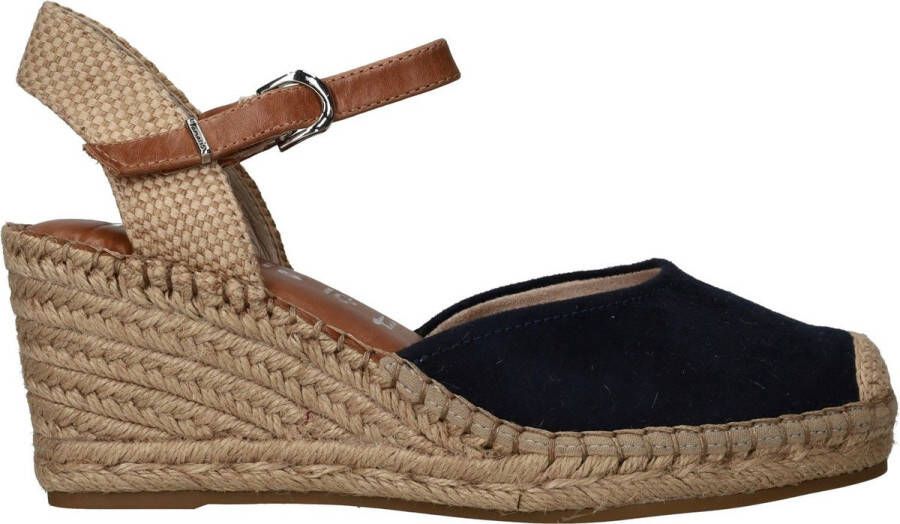 Tamaris Blauwe Suède Espadrille Sleehak Sandaal Multicolor Dames