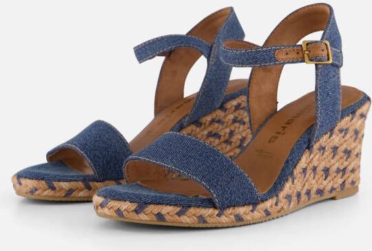 Tamaris Espadrilles met hak blauw Textiel Dames