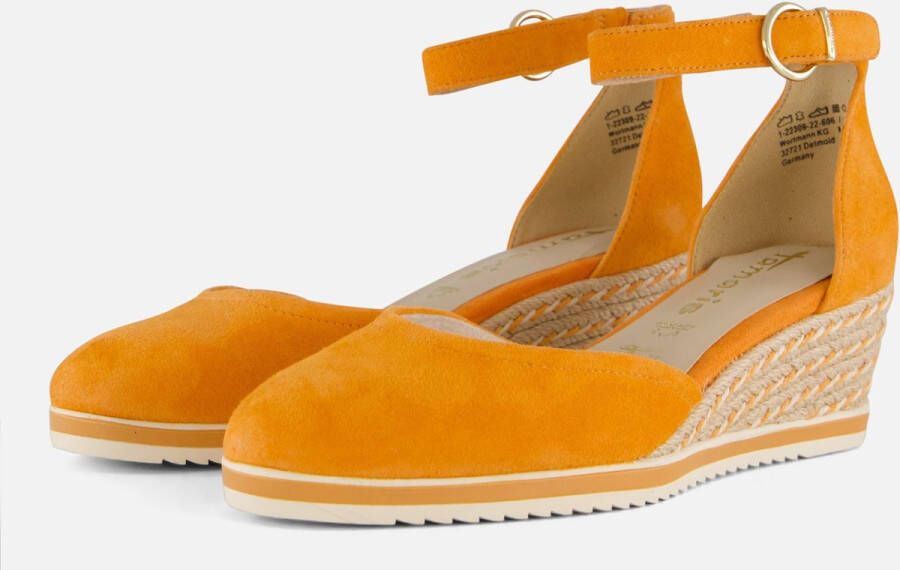 Tamaris Pumps met sleehak instapschoen riemzandan met modieuze jute-afwerking