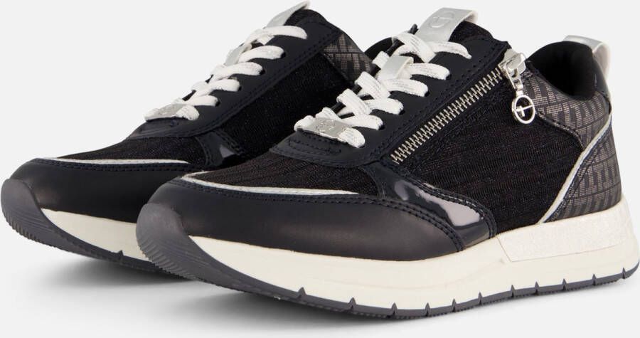 Tamaris Sneakers met sleehak vrijetijdsschoen lage schoen veterschoen met trendy metallic-details