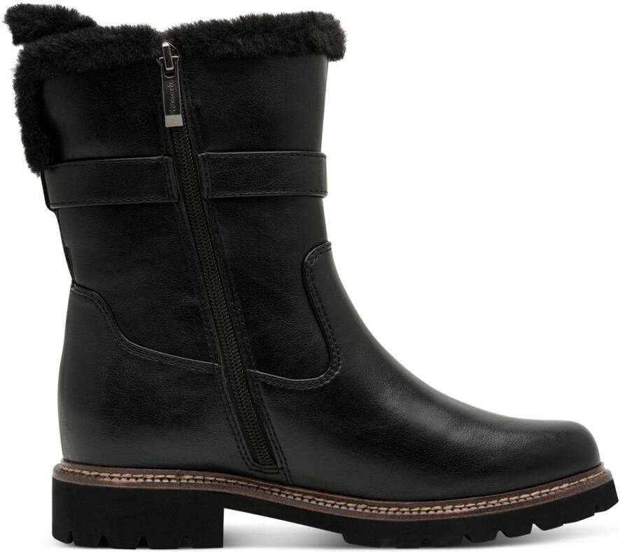 Tamaris Winterlaarsjes blokhak winterboots met sierriem en binnenrits