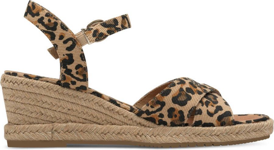 Tamaris Leopard Espadrilles met hak bruin Textiel Dames