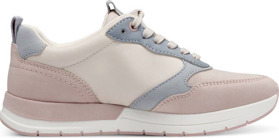 Tamaris vegan dames sneakers beige roze Uitneembare zool