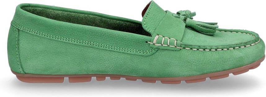 Tamaris Groene leren loafers voor dames Green Dames