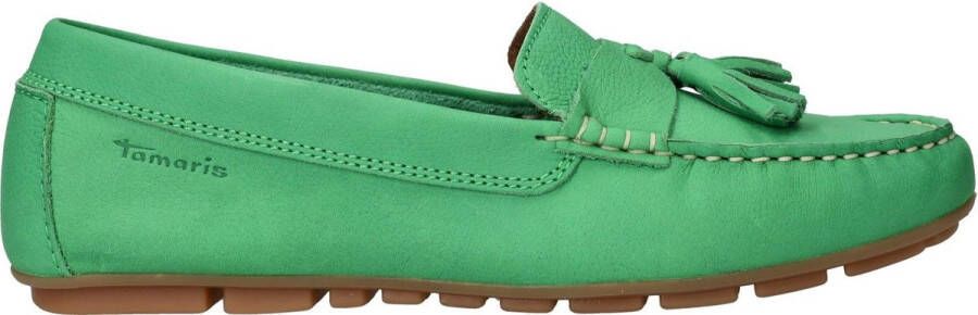 Tamaris Groene leren loafers voor dames Green Dames