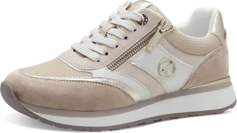 Tamaris Sneakers met sleehak vrijetijdsschoen lage schoen veterschoen met contrastafwerkingen