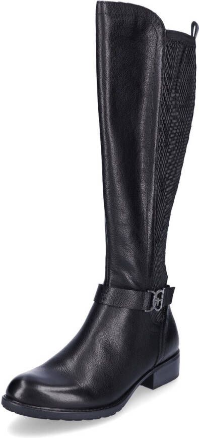 Tamaris Elegante Zwarte Leren Kniehoge Laars voor Dames Black Dames