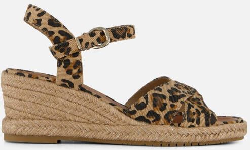 Tamaris Leopard Espadrilles met hak bruin Textiel Dames