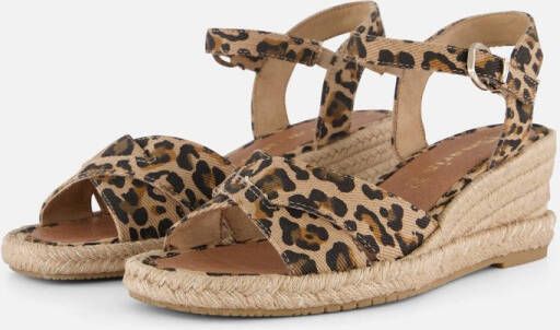 Tamaris Leopard Espadrilles met hak bruin Textiel Dames