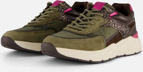 Tamaris Sneakers met sleehak lage schoen veterschoen freizeitschoen met contrastafwerkingen