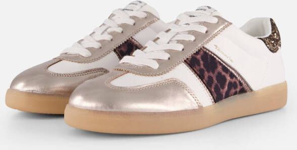 Tamaris Sneakers vrijetijdsschoen lage schoen veterschoen met glitter op de hiel