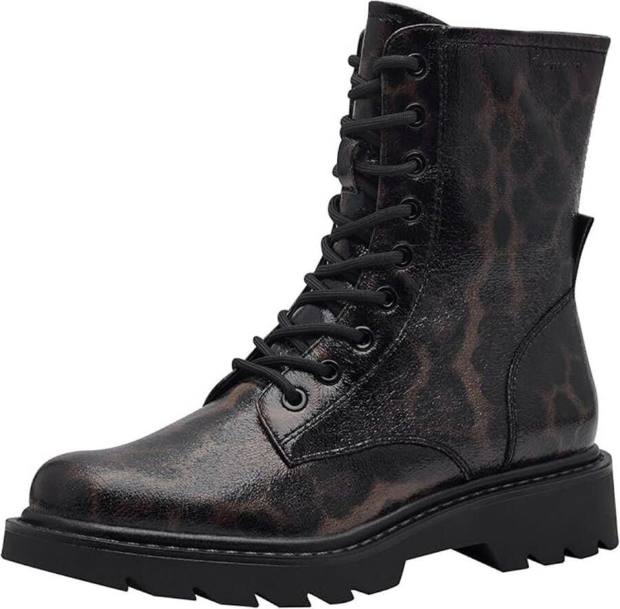 Tamaris Leopard Veterboots zwart Textiel