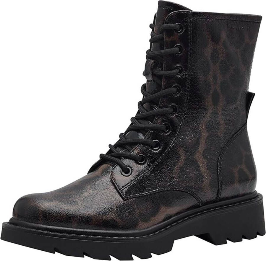 Tamaris Leopard Veterboots zwart Textiel