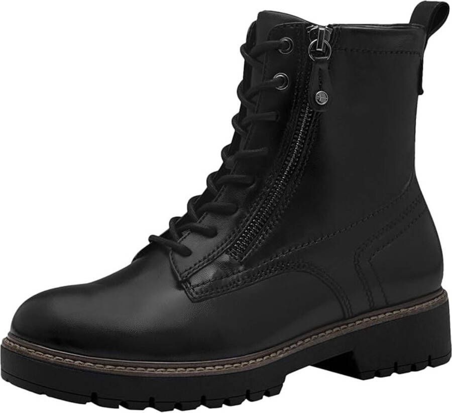 Tamaris Veterschoenen blokhak veterschoen combat-boots met contrast-raamnaad
