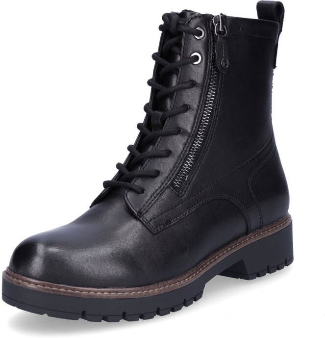 Tamaris Veterschoenen blokhak veterschoen combat-boots met contrast-raamnaad