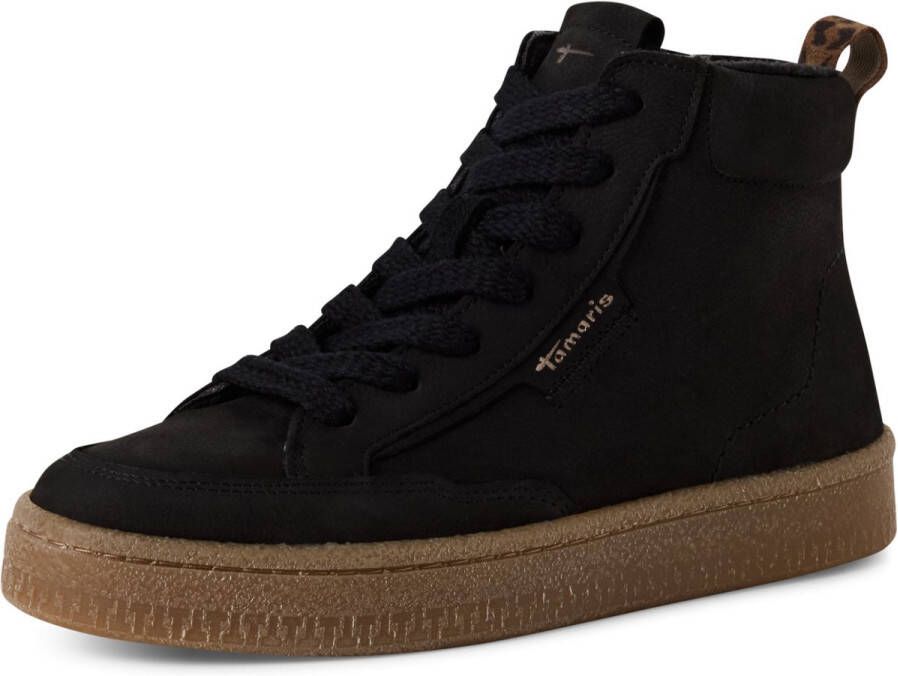 Tamaris leren enkellaars voor dames 1-2520345 001 laarzen leer gevoerd zwart