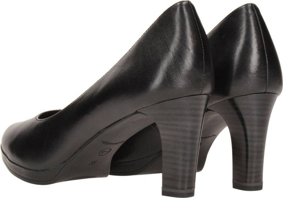 Tamaris Elegante zwarte leren pump met 7 cm hak Black Dames