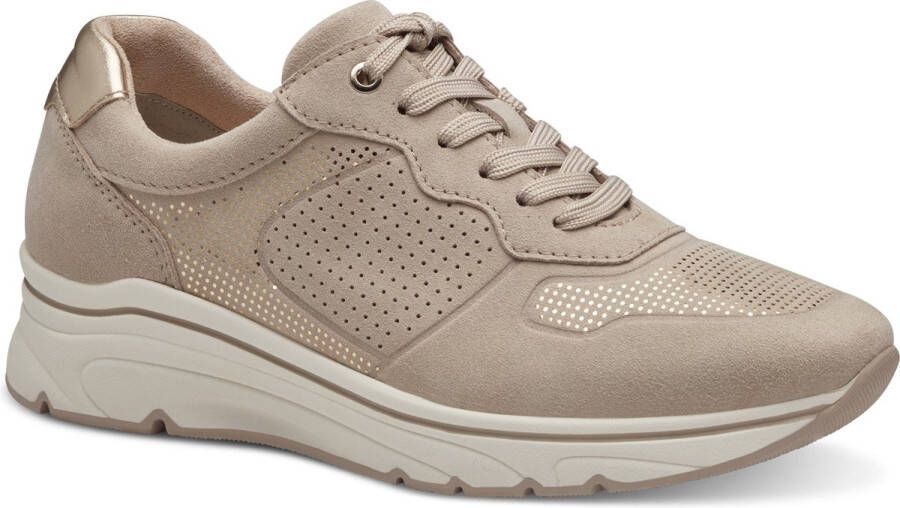 Tamaris Beige Sneaker met Metallic Gouden Stipjes Beige Dames