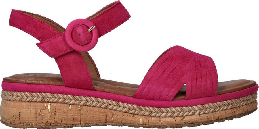Tamaris Fuchsia Suède Sandaal met Gespsluiting Pink Dames