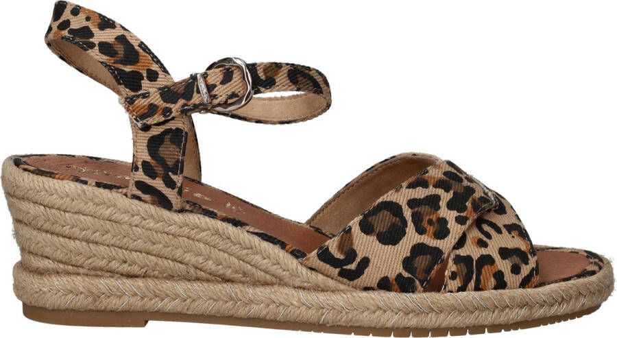 Tamaris Leopard Espadrilles met hak bruin Textiel Dames