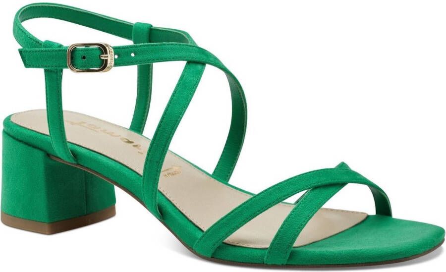 Tamaris Sandalen met hak groen Textiel Dames