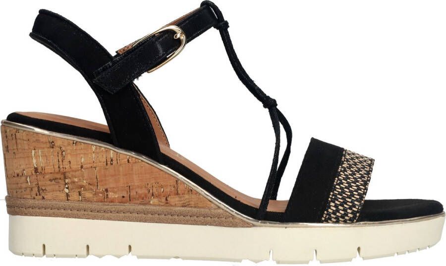 Tamaris Elegante zwarte textiel sandalettes met 7 cm hak Black Dames