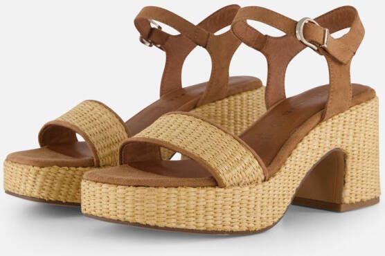 Tamaris Sandalen met hak cognac Textiel Dames