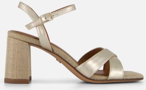 Tamaris Sandalen met hak goud Textiel Dames